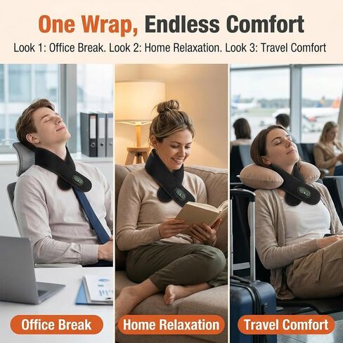 Cordless Neck Heating Pad for Pain with Red Light & Massage, 3000mAh Rechargeable Heated Neck Wrap with 660nm & 850nm Infrared Light, 3 Heat Levels Neck Massager for Soreness & Stiffness Relief in Saudi Arabia