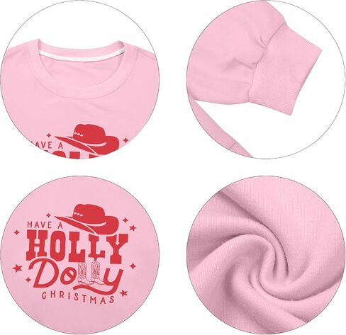 JINTING Christmas Sweatshirt for Women Holly Dolly Christmas Pullover Sweatshirts Xmas Graphic Long Sleeve Tops in Kuwait
