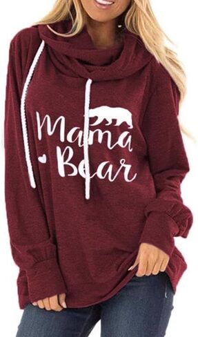 Womens Hoodies Mama Bear Shirt Casual Long Sleeve Tops Sweatshirts with Pockets in Kuwait