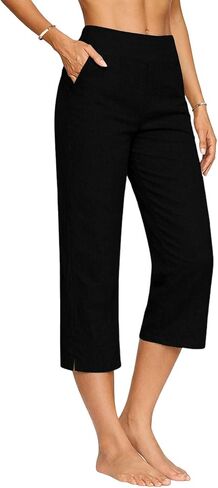 Betadog Capri Linen Pants for Women High Waisted Relaxed Fit Casual Pedal Pushers Crop Chino Trousers with Pockets in Saudi Arabia