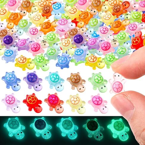 VioraWhite 1000 Pcs Mini Resin Turtles Bulk Luminous Glow in the Dark Mini Animals to Hide Tiny Sea Turtle Figurines Plastic Miniature for Garden Micro Moss Landscape DIY Ocean Dollhouse Decor Crafts in Kuwait