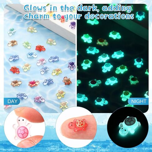VioraWhite 1000 Pcs Mini Resin Turtles Bulk Luminous Glow in the Dark Mini Animals to Hide Tiny Sea Turtle Figurines Plastic Miniature for Garden Micro Moss Landscape DIY Ocean Dollhouse Decor Crafts in Kuwait