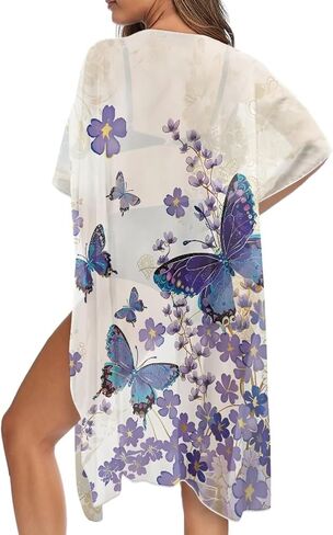 Women's Kimono Swimsuit Cover Up Summer Beach Cover Up Casual Loose Swimsuit Coverup in Saudi Arabia