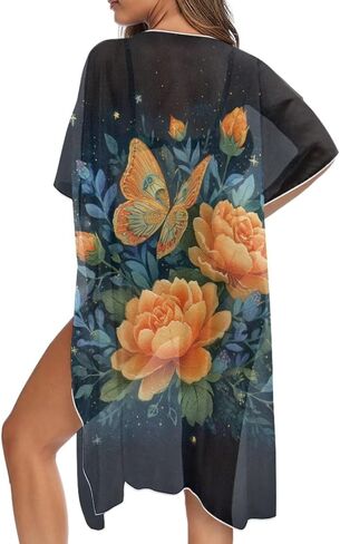 Women's Kimono Swimsuit Cover Up Summer Beach Cover Up Casual Loose Swimsuit Coverup in Saudi Arabia