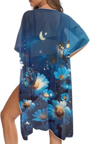 Women's Kimono Swimsuit Cover Up Summer Beach Cover Up Casual Loose Swimsuit Coverup in Saudi Arabia