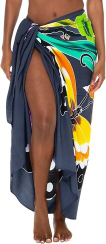SHU-SHI Sarong Wrap for Women Hand-Painted Butterfly Pareo Beach Cover Up with Coconut Clip for Swimsuits & Vacations in Kuwait