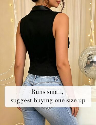 ZEEJINNG Women's Vest Top V Neck Sleeveless Suit Vests Button Down Office Work Business Dressy Blazer Waistcoat in Saudi Arabia