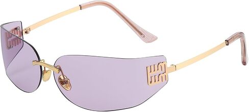 Rimless Y2K Wrap Around Sunglasses for Women Trendy Frameless Shield Rectangle Designer Frame Uv400 Protection Shades in Kuwait