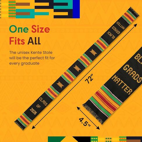 Kwabla's Black Grads Matter Stole 2026 | Kente Graduation Stole 2026 | Kente Stole Class of 2026 in Kuwait