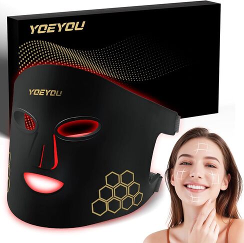Red Light Therapy for Face, 850nm Near Infrared LED Face Mask, 4 Light Modes, Portable Rechargeable Red Light Therapy Mask Skincare Device for Facial Rejuvenation in Kuwait
