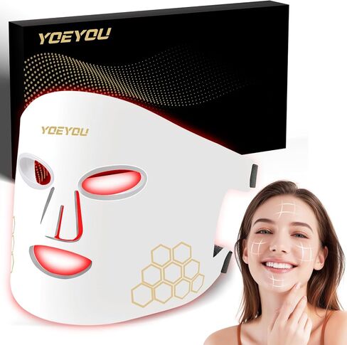Red Light Therapy for Face, 850nm Near Infrared LED Face Mask, 4 Light Modes, Portable Rechargeable Red Light Therapy Mask Skincare Device for Facial Rejuvenation in Saudi Arabia
