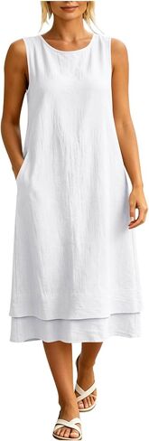 Sun Dresses for Women Plus Size Summer Vacation Sleeveless Tiered Loose Casual Dresses Trendy 2026 Sundresses Beach in Saudi Arabia