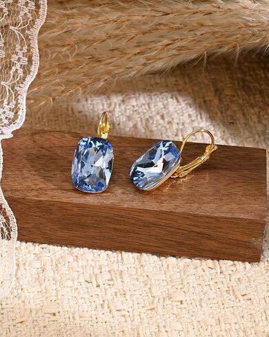 Stone Crystal Drop and Dangle Earrings 14K Gold Plated Leverback Earrings Fashion Earrings for Women in Kuwait