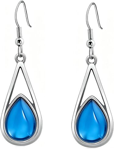 Red Teardrop Dangle Earrings for Women, Vintage Silver Tone Waterdrop Hook Earrings, Elegant Garnet Color Statement Jewelry for Wedding Party Prom in Saudi Arabia