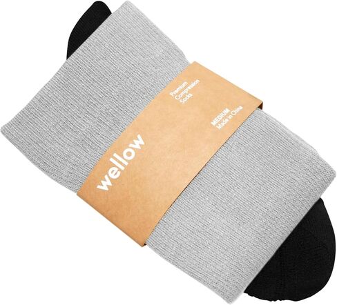 Wellow Wide Calf Compression Socks for Men & Women, Made with Viscose from Bamboo, Nurses & Pregnancy Support, Relieves Swelling, Knee High in Saudi Arabia