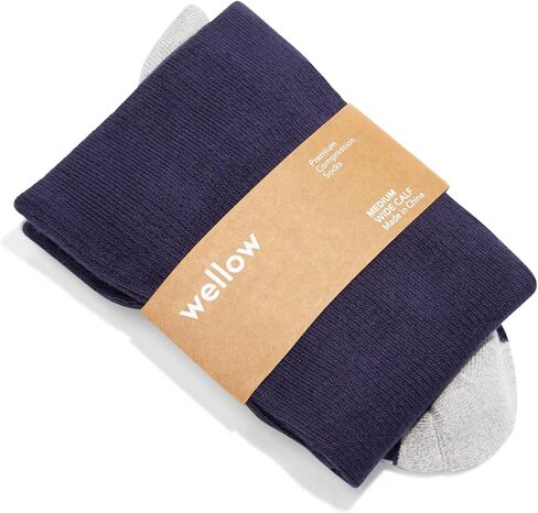 Wellow Wide Calf Compression Socks for Men & Women, Made with Viscose from Bamboo, Nurses & Pregnancy Support, Relieves Swelling, Knee High in Kuwait