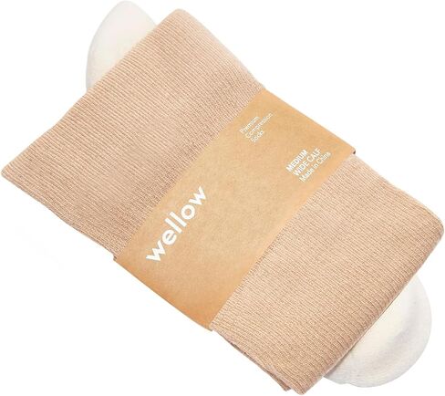 Wellow Wide Calf Compression Socks for Men & Women, Made with Viscose from Bamboo, Nurses & Pregnancy Support, Relieves Swelling, Knee High in Kuwait