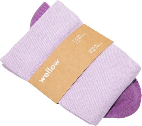 Wellow Wide Calf Compression Socks for Men & Women, Made with Viscose from Bamboo, Nurses & Pregnancy Support, Relieves Swelling, Knee High in Kuwait