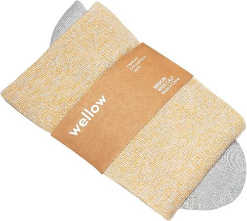 Wellow Wide Calf Compression Socks for Men & Women, Made with Viscose from Bamboo, Nurses & Pregnancy Support, Relieves Swelling, Knee High in Kuwait