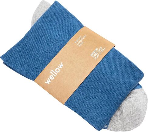 Wellow Wide Calf Compression Socks for Men & Women, Made with Viscose from Bamboo, Nurses & Pregnancy Support, Relieves Swelling, Knee High in Kuwait