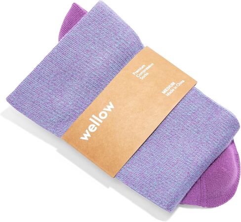 Wellow Wide Calf Compression Socks for Men & Women, Made with Viscose from Bamboo, Nurses & Pregnancy Support, Relieves Swelling, Knee High in Kuwait