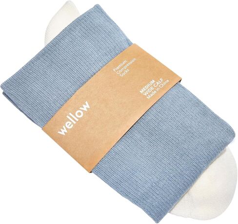 Wellow Wide Calf Compression Socks for Men & Women, Made with Viscose from Bamboo, Nurses & Pregnancy Support, Relieves Swelling, Knee High in Kuwait