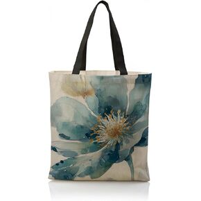 Watercolor Style Floral Canvas Tote Bag, Large Flower Print Reusable Shopping Bag, Aesthetic Canvas Tote Bags, Funny Shoulder Bags for Shopping Work Travel Beach in Saudi Arabia