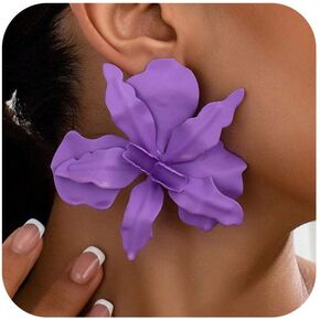 Multi Color Flower Earrings for Women Large 3D Statement Floral Drop Earrings Lightweight Petal Dangle Jewelry for Wedding Guest Party Vacation Outfits Gift in Kuwait