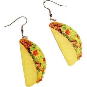 Funny Food Earrings Cute Taco Hamburger Dangle Earrings Hamburger Fried Shrimp Egg Cookie Ice Cream Imitation Earrings Decoration in Saudi Arabia