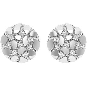 925 Sterling Silver 0.15 CT Natural Round Diamond Circular Nugget Earring in Saudi Arabia