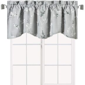 Royal Tradition Sue Floral Branches Embroidered Window Valance, Grey (52x17) Rod Pocket Polyester Valances for Small Windows in Saudi Arabia