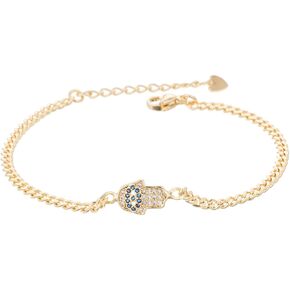 Gold Evil Eye Hamsa Hand Bracelet Dainty 14K White Gold Plated Link Bracelets for Women Non Tarnish in Saudi Arabia