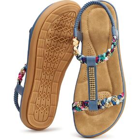 Womens Dressy Flat Sandals: Breathable & Non-slip Outsole for Daily Outings - Elastic Strap & Soft Insole for All-Day Comfort in Summer in Kuwait