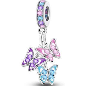 1pc 925 Silver Silver Charm Fashionable Colorful Butterfly for Women Bangles DIY And Daily Outfit Matching Jewelry Decoration For Women Gift For Mom in Kuwait