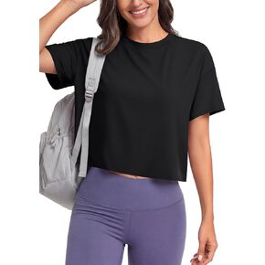 KIFOVEN Crop Workout Tops for Women Athletic Running Gym Yoga Short Sleeve Loose Fit Shirts in Saudi Arabia