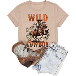 Western Shirts for Women Vintage Cowgirl T Shirt Cow Skull Rodeo Cowboy Boots Graphic Tees Country Music Short Sleeve Tops in Saudi Arabia