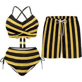 TOADDITDO Couples Matching Swimsuits Bikini Sets for Women Two Piece or Men Board Shorts with Pocket for Summer Vacation in Saudi Arabia