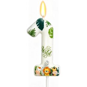 Wild Animal Number 1 Candle: Wild One Cake Topper, First Birthday Decorations for Boys Girls, Wild One Birthday Decorations Party Supplies Safari in Saudi Arabia