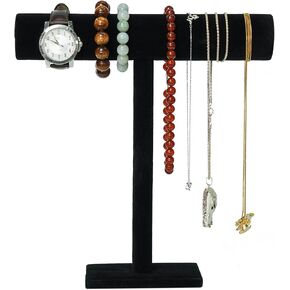 G Ganen T-Bar Necklace Holder Jewelry Display Stand; Black Velvet Holder Organizer for Necklace, Chains, Bracelets, Watches, Headphones; 12" High*11"Cross in Kuwait