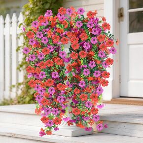 Artificial Hanging Flowers for Outdoors, 6PCS Faux Silk Artificial Flowers for Outdoors, UV Resistant Fake Flowers, No Fade Trailing Greenery, Decor for Home Porch Patio Balcony Garden Yard in Saudi Arabia