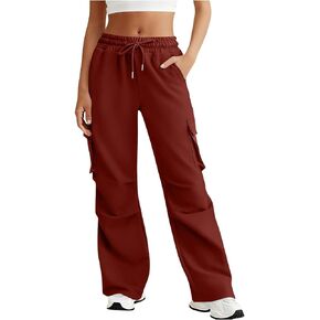 البضائع Sweatpants للنساء 2026 واسعة الساق مطاطا الخصر الرباط السراويل الترنك عادية فضفاض تمتد صالة تعرق in Kuwait
