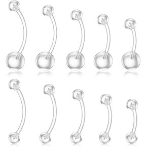 10pcs Plastic Belly Button Rings 14g Plastic Pregnancy Belly Rings | Curved Barbell Navel Piercing Retainers Jewelry Invisible Navel Ring for Work Surgery in Saudi Arabia