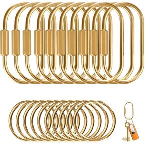 Muitcdo 10 Pack Brass Key Rings Bulk, Gold Key Chain Organizer Holder for Men Women with Secure Screw Locking, Cute Purse Bag Charms for Handbags, Small Carabiner Clip for Dog Leash Pet Tags in Kuwait
