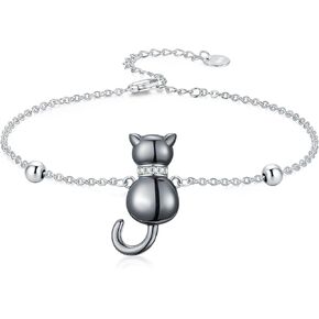 Lab Grown Diamond Black Cat Bracelet Sterling Silver Cat Bracelet Jewelry Gift for Women in Saudi Arabia