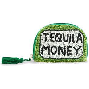 America & Beyond Tequila Money Beaded Coin Pouch, Green, Mini Zip Pouch with Tassel, 5 x 3.5 Inch in Saudi Arabia