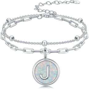 Layered Initial Bracelet for Women Opal Letter Bracelet A to Z Jewelry Christmas Gifts in Saudi Arabia