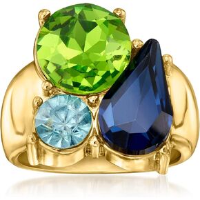 Ross-Simons 14kt Yellow Gold-Plated Ring With Simulated Tonal Blue and Green Gemstones in Saudi Arabia