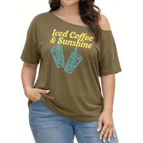 BLANCHES Plus Size Off The Shoulder Top for Women,Going Out Y2k Tops Outfits Summer Oversized Fashion Blouse Tunic in Saudi Arabia