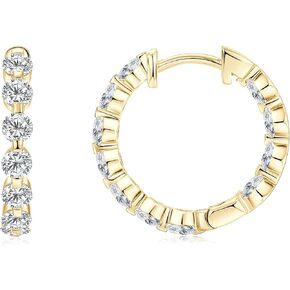 Moissanite Hoop Earrings for Women, 2.2cttw D Color 3mm Round Cut Moissanite 925 Sterling Silver Round Earrings for Mom Wife Wedding Birthday Jewerly Gifts in Saudi Arabia