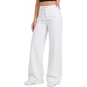 Womens Baggy Jeans Wide Leg Mid High Waisted Straight Denim Pants 2026 Spring Summer Trendy White Cotton Trouser in Saudi Arabia